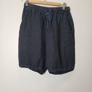 Sluiz Ibiza mens medium Bermuda shorts linen navy blue casual walking